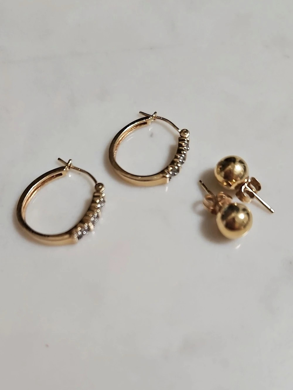 14K Gold Hoop & Ball Earrings